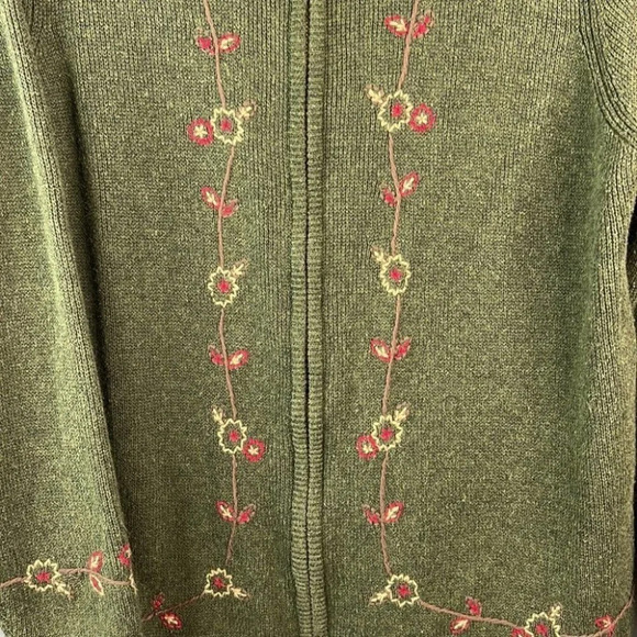 VINTAGE Tradition Country Collection Cardigan Green Embroidered Grandma Size M - Picture 4 of 11